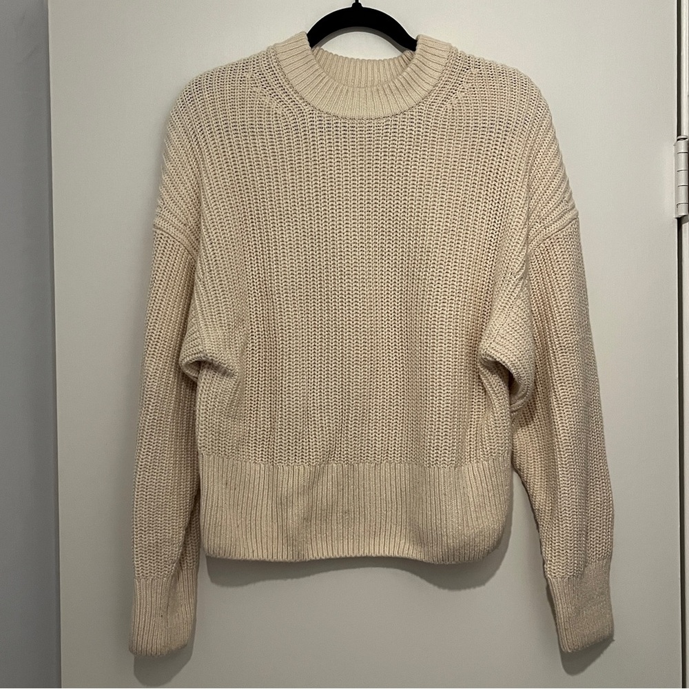 Everlane Organic Cotton Crop Sweater in Cream